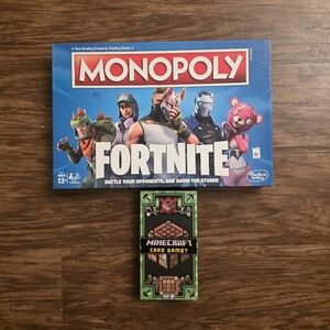 Monopoly Fortnite Board Game  + Minecraft Card Game